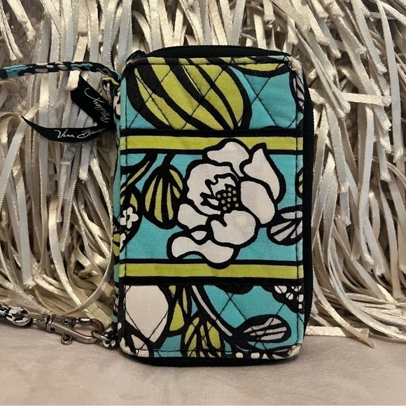 VERA BRADLEY Island Blooms Carry It All Wristlet Blue Green Lippies Case - Picture 3 of 11